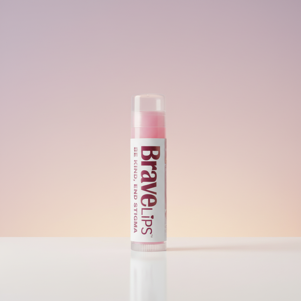 BRAVELiPS Strawberry flavored lip balm with I Am Loved affirmation