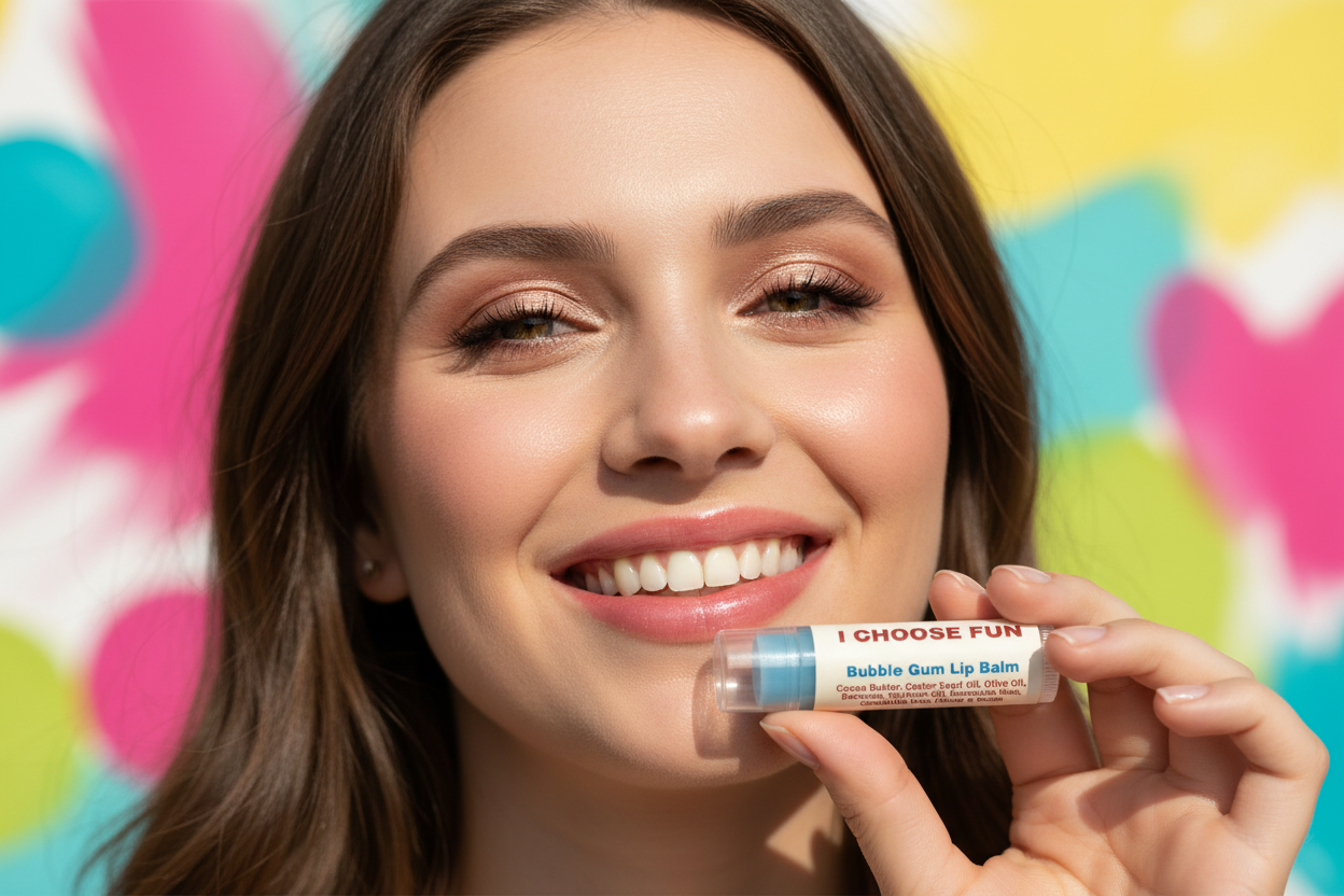BRAVELiPS Bubble Gum flavored lip balm with I Choose Fun affirmation