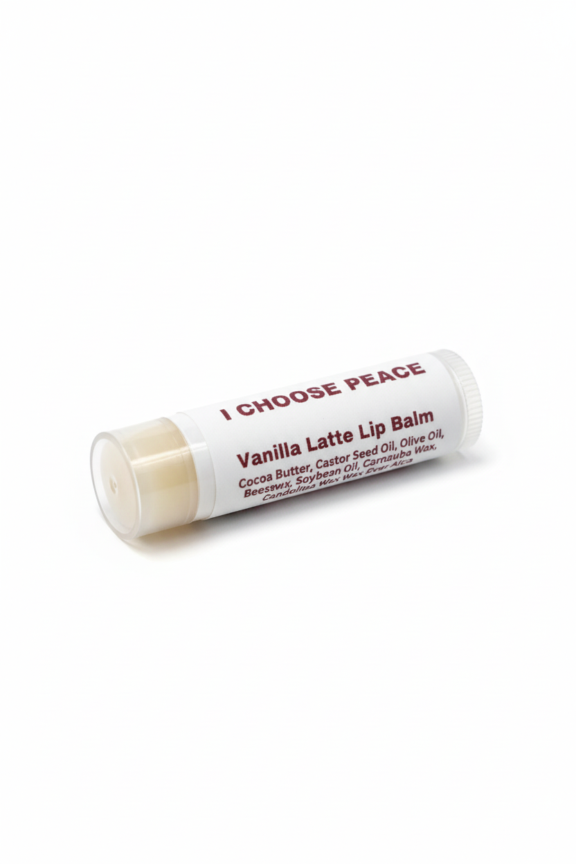 BRAVELiPS Vanilla Latte flavored lip balm with I Choose Peace affirmation